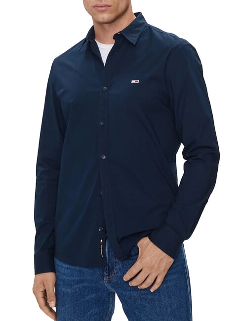 TOMMY HILFIGER TH JEANS chemise à manches longues marine nuit noire - Chemises pour hommes