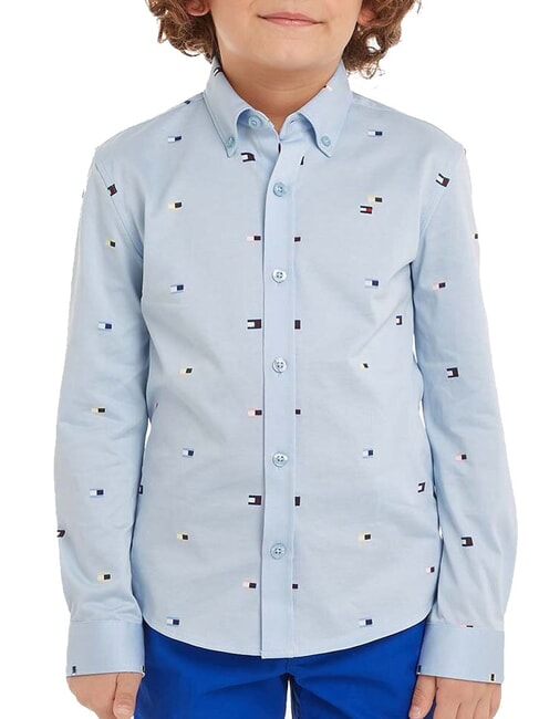 TOMMY HILFIGER TH KIDS chemise en coton à manches longues navire bleu - chemises pour enfants