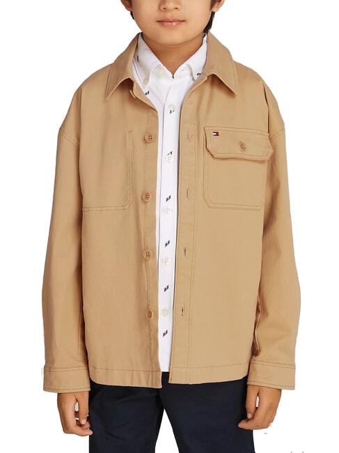 TOMMY HILFIGER TH KIDS Veste surchemise kaki classique - chemises pour enfants