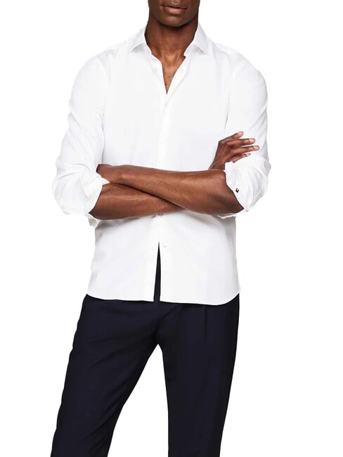 TOMMY HILFIGER TH  Chemise en coton mélangé blanc optique - Chemises pour hommes