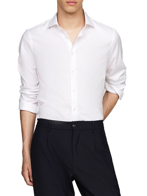 TOMMY HILFIGER TH  chemise en coton à manches longues blanc optique - Chemises pour hommes