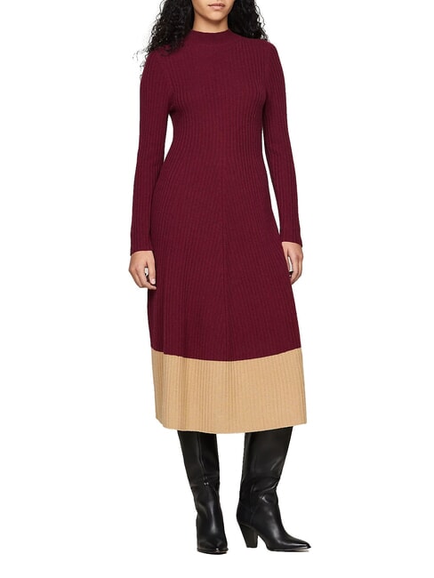 TOMMY HILFIGER TH  Robe en laine rouge foncé - Vêtements femme