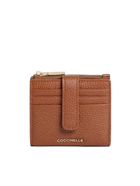 COCCINELLE METALLIC SOFT Mini portefeuille en cuir Cognac - Portefeuilles Femme