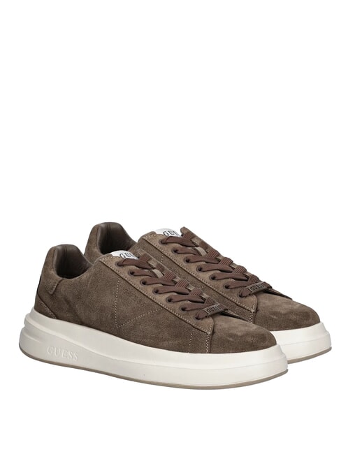 GUESS ELBA Baskets en cuir suédé brun - Chaussures Homme