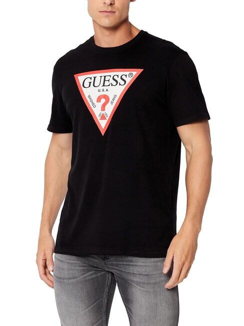 GUESS TRI LOGO T-shirt en cotton jetbla - T-shirt