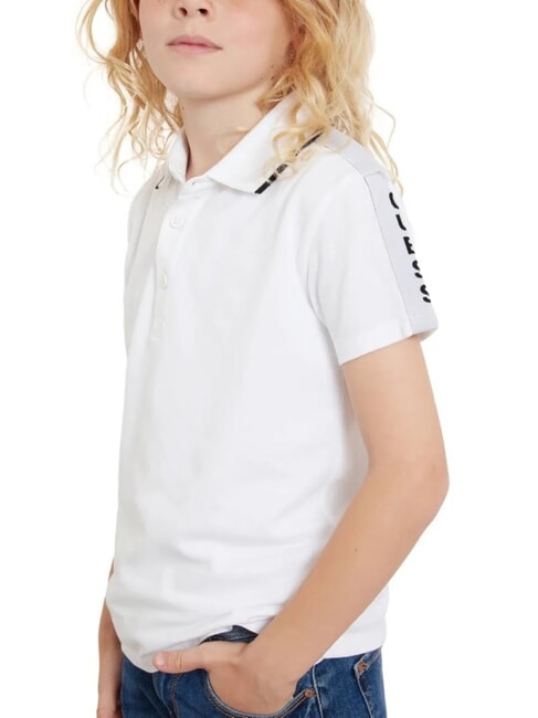 GUESS KIDS Polo à manches courtes à 3 boutons blanc pur - Tee-shirt enfant