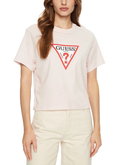 GUESS JEANS SS CN BOXY ICONIC  T-shirt en coton blush royal - T-shirt