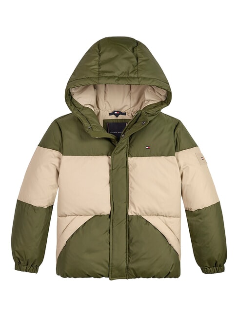 TOMMY HILFIGER TH KIDS Veste à capuche bloc de couleur vert beige - Bébé Vestes