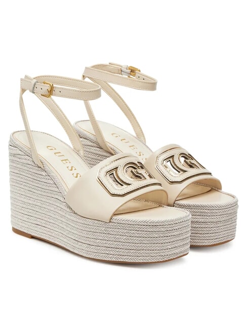 GUESS TANVEE Sandales espadrilles compensées hautes crème/or - Chaussures Femme