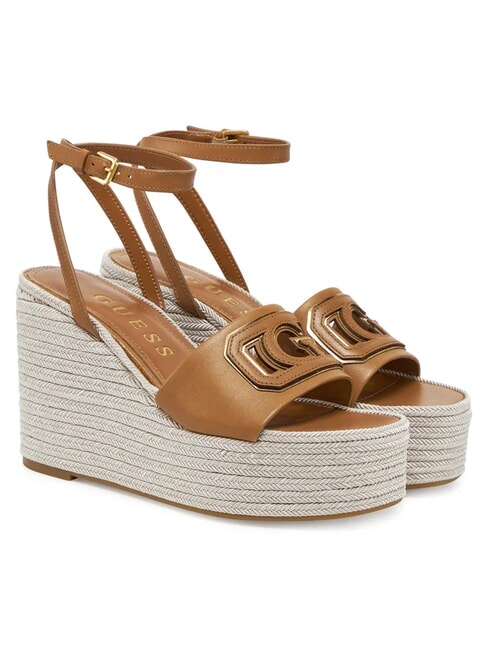 GUESS TANVEE Sandales espadrilles compensées hautes bronzage - Chaussures Femme