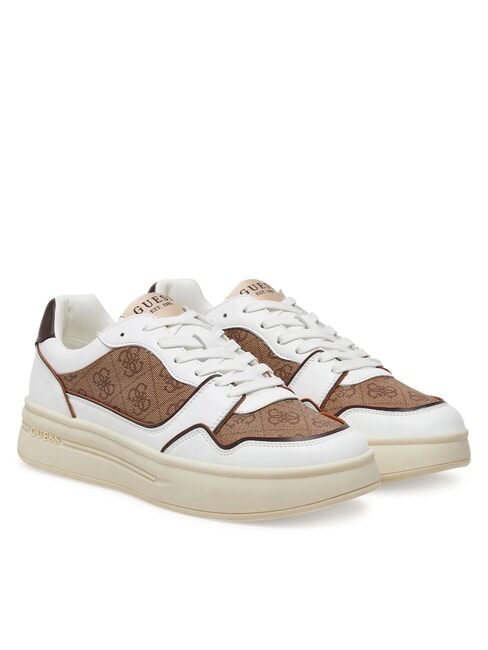 GUESS WINNO II Baskets avec empiècements logo 4G Beige / Marron - Chaussures Homme