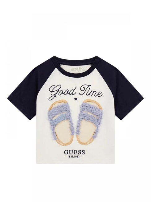 GUESS KIDS T-shirt à manches courtes coupe courte bleu secret - Tee-shirt enfant