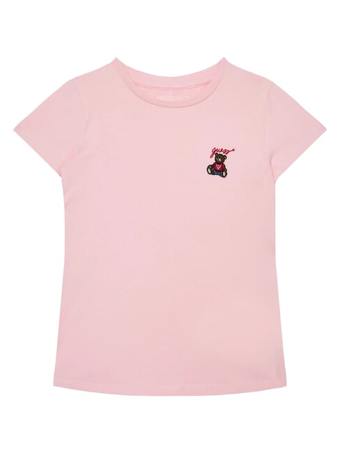 GUESS KIDS T-shirt à manches courtes avec ours en peluche rose barbe à papa - Tee-shirt enfant