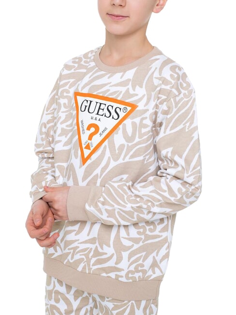 GUESS KIDS ACTIVE Sweat-shirt à col rond avec imprimé all-over imprimé zèbre beige - Bébé Sweat