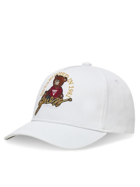 GUESS KIDS Casquette de baseball brodée ours en peluche blanc pur - Chapeau de bébé