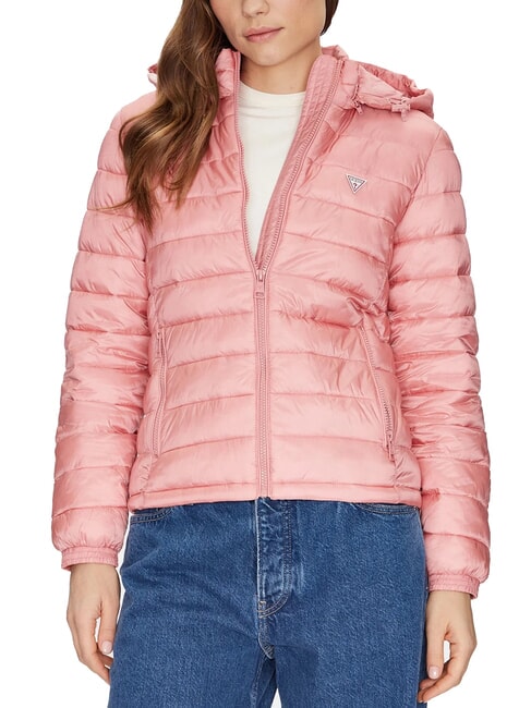 GUESS JEANS PACKABLE Doudoune légère à capuche légèrement rose - Doudounes femme
