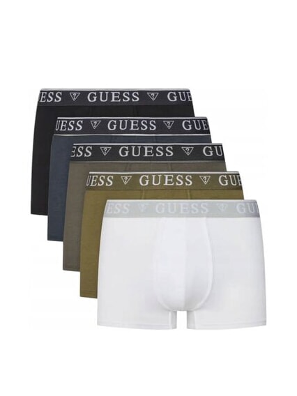 GUESS LOGO CLASSIC 5 boxers multicolores noir blanc gris vert - Slip homme