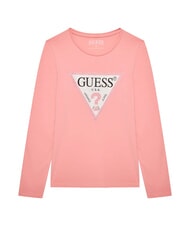 GUESS KIDS T-shirt &agrave; manches longues avec strass rose doux - Tee-shirt enfant - 1