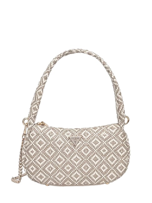 GUESS RIANEE Mini sac hobo tissé taupe - Sacs pour Femme