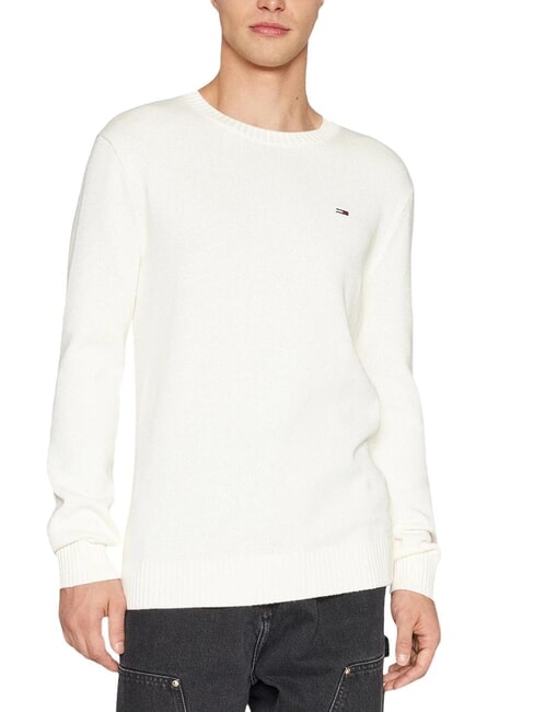 TOMMY HILFIGER TH JEANS  Col rond en coton blanc ancien - Pulls pour hommes