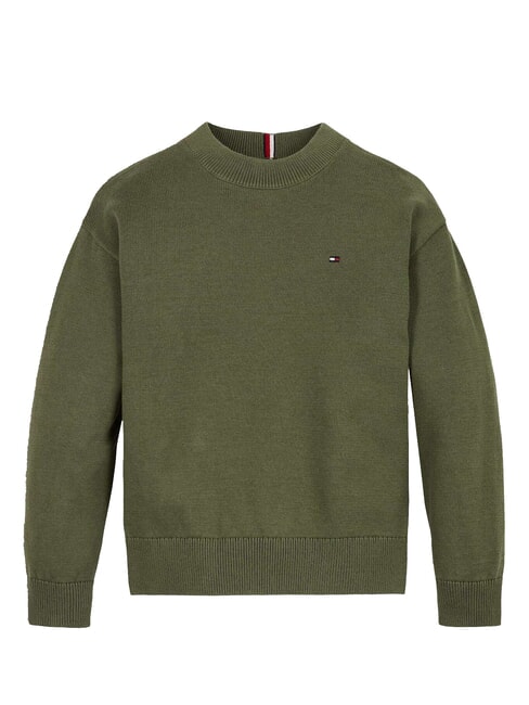 TOMMY HILFIGER TH KIDS Pull ras du cou pour enfant olive utilitaire - Pulls pour enfants