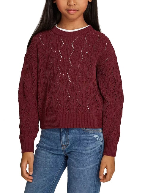 TOMMY HILFIGER TH KIDS Pull col rond rouge foncé - Pulls pour enfants