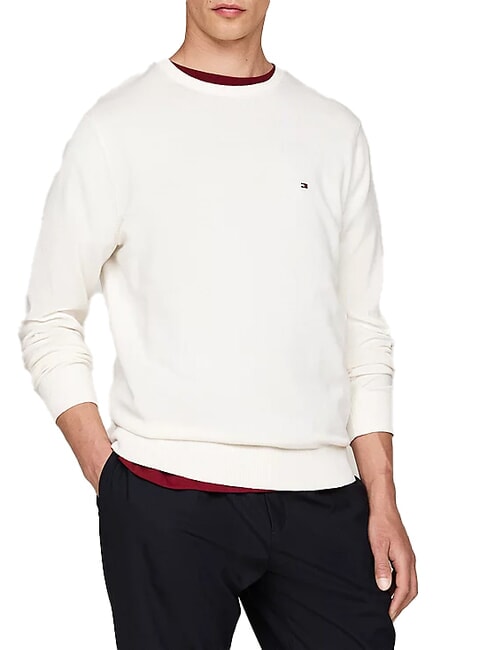 TOMMY HILFIGER TH  Pull col rond ivoire - Pulls pour hommes