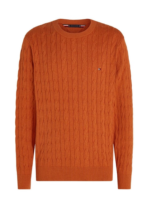 TOMMY HILFIGER TH  Pull col rond bruyère orangée - Pulls pour hommes