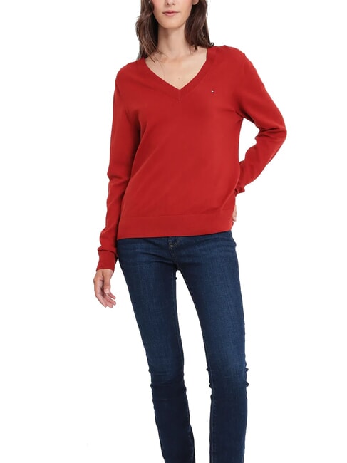 TOMMY HILFIGER TH  Pull col V magma noir - Chandails pour femmes