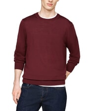 TOMMY HILFIGER TH  Pull en laine à col rond rouge foncé - Pulls pour hommes - 1