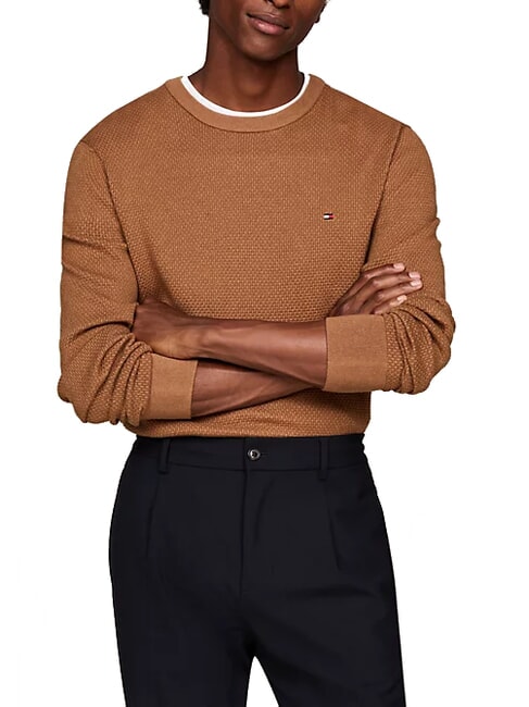 TOMMY HILFIGER TH  Pull col rond kaki des hautes terres/multicolore - Pulls pour hommes