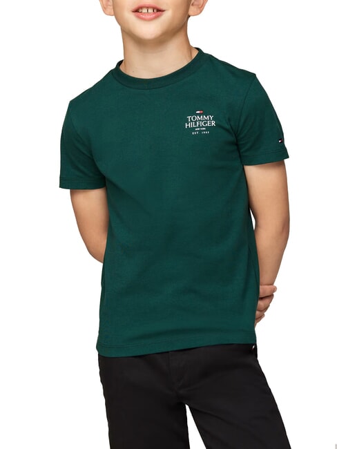 TOMMY HILFIGER TH KIDS T-shirt en coton à manches courtes vert ornemental - Tee-shirt enfant