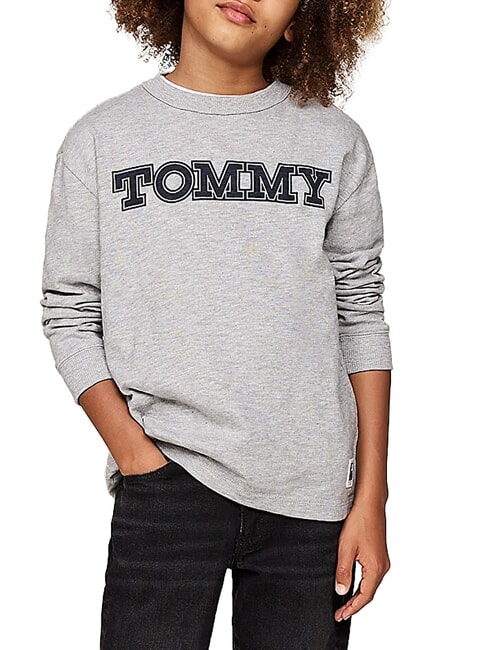 TOMMY HILFIGER TH KIDS Tommy T-shirt en coton chiné gris clair - Tee-shirt enfant