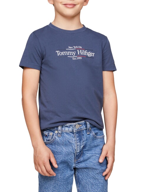 TOMMY HILFIGER TH KIDS T-shirt en coton à manches courtes mer Égée - Tee-shirt enfant