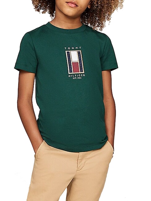TOMMY HILFIGER TH KIDS T-shirt en coton pour enfants vert ornemental - Tee-shirt enfant