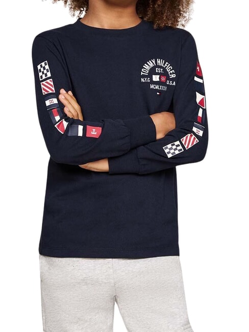 TOMMY HILFIGER TH KIDS T-shirt en coton à manches longues ciel du désert - Tee-shirt enfant