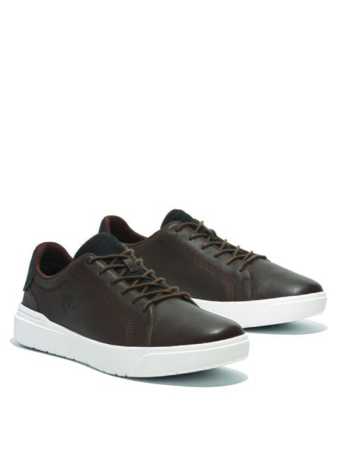 TIMBERLAND SENECA BAY Baskets en cuir pour hommes pleine fleur marron foncé - Chaussures Homme