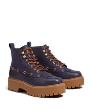 TIMBERLAND STONE STREET  Bottines en cuir &agrave; talon compens&eacute; pleine fleur bleu fonc&eacute; - Chaussures Femme - 1