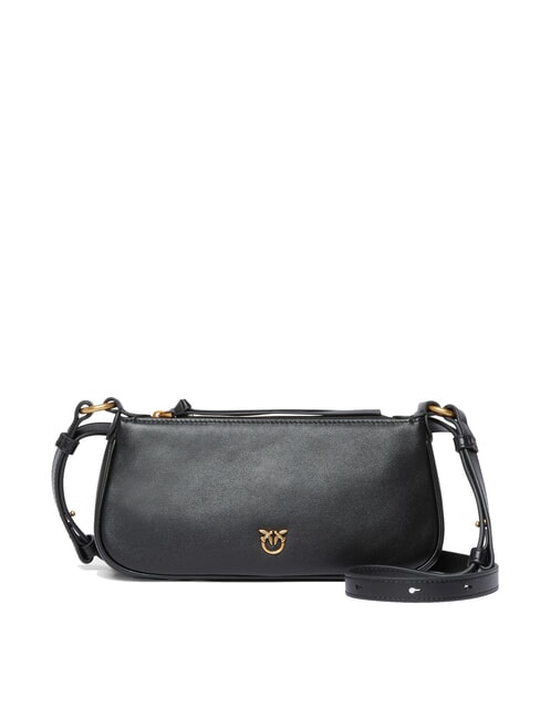 PINKO HALF MOON Petit sac à bandoulière en cuir noir-or antique - Sacs pour Femme