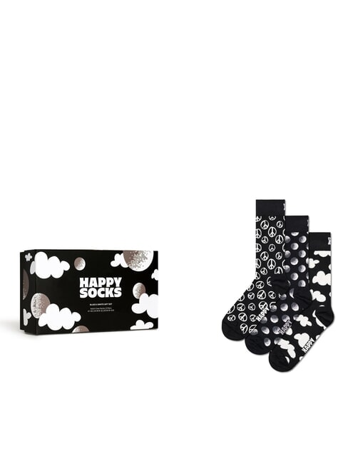HAPPY SOCKS BLACK AND WHITE Coffret cadeau de 3 paires de chaussettes noir - Chaussettes pour hommes
