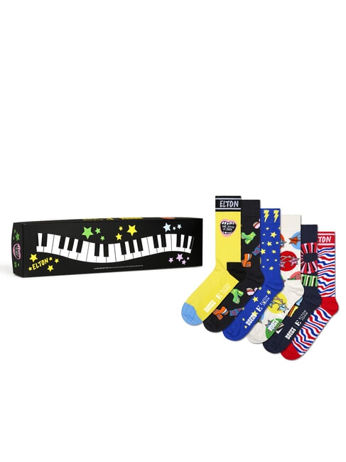 HAPPY SOCKS ELTON JOHN Coffret cadeau de 6 paires de chaussettes jaune - Chaussettes pour hommes