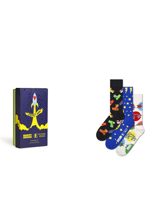 HAPPY SOCKS ELTON JOHN Coffret cadeau de 3 paires de chaussettes noir - Chaussettes pour hommes