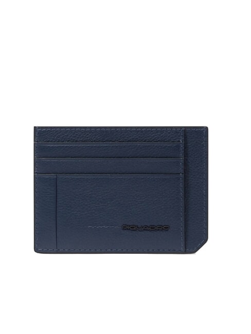 PIQUADRO W137 Porte-cartes de crédit plat en cuir bleu - Portefeuilles Homme