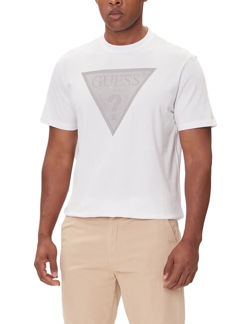 GUESS TRIANGLE LOGO T-shirt à manches courtes coupe régulière blanc pur - T-shirt
