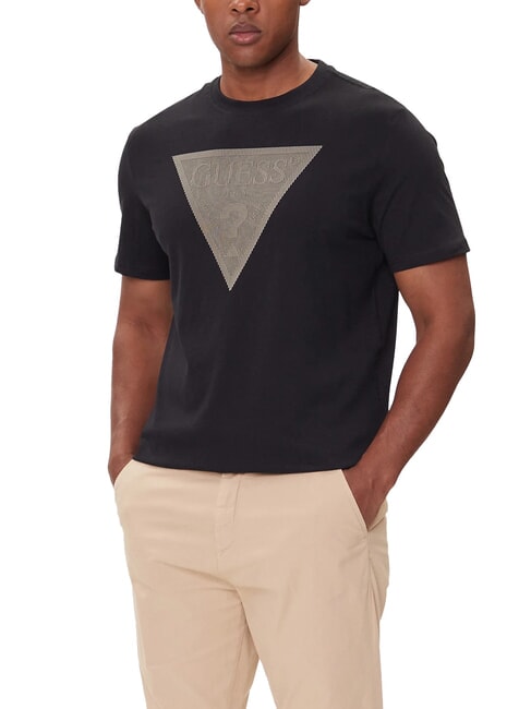 GUESS TRIANGLE LOGO T-shirt à manches courtes coupe régulière jetbla - T-shirt