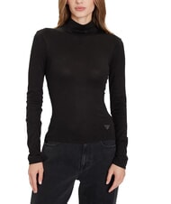GUESS ANITA TURTLE Pull-over bruy&egrave;re noir de jais - Chandails pour femmes - 1