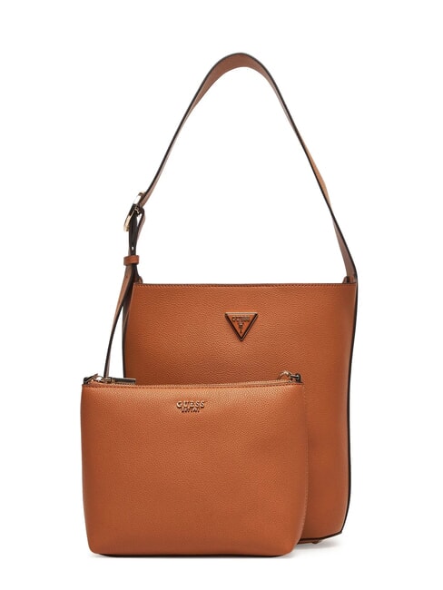 GUESS MERIDIAN 2 Sac seau avec pochette COGNAC - Sacs pour Femme