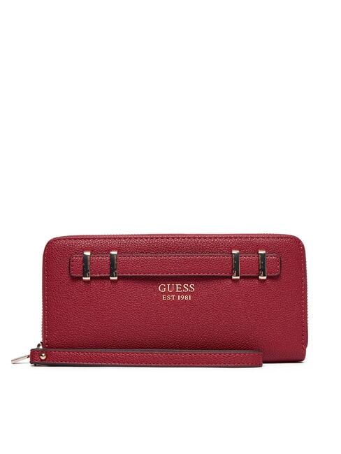 GUESS GREGORIA Grand portefeuille zippé avec dragonne ROUGE - Portefeuilles Femme