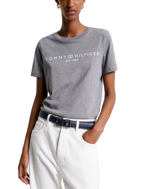 TOMMY HILFIGER TH 1985 T-shirt en coton gris chiné moyen - T-shirt
