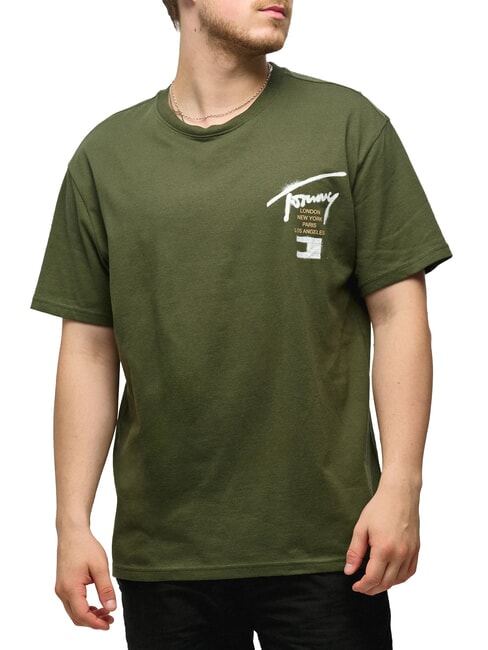 TOMMY HILFIGER TH JEANS City T-shirt en coton vert fatigue - T-shirt